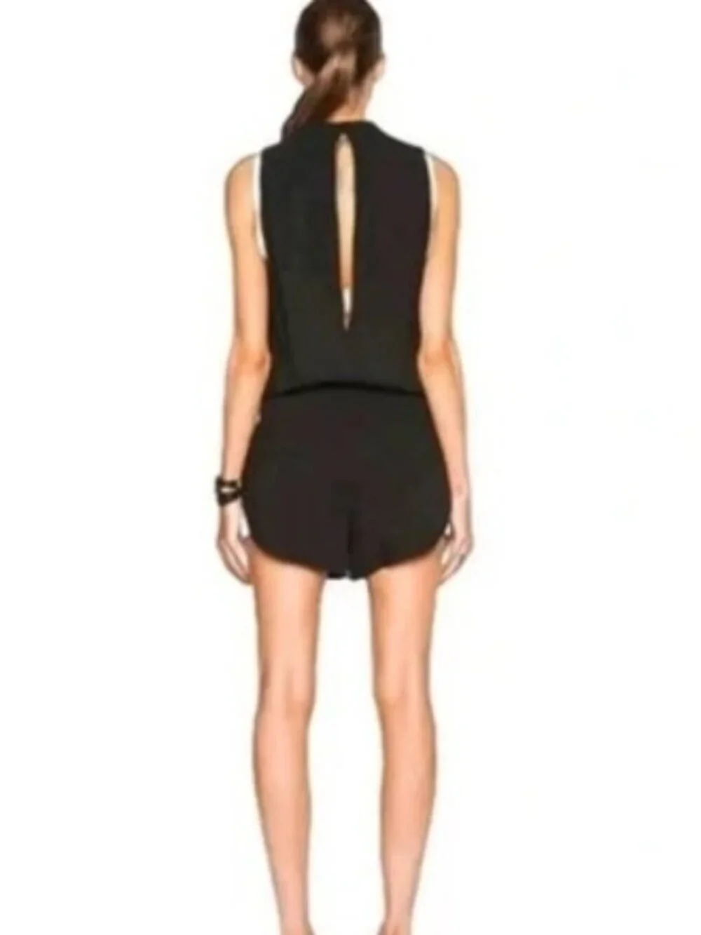 Helmut Lang Black Drawstring Waist Torsion Romper Sz 8
